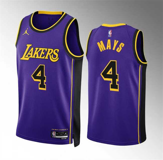Mens Los Angeles Lakers #4 Skylar Mays Purple Statement Edition Stitched Basketball Jersey Dzhi->los angeles lakers->NBA Jersey
